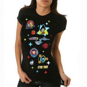 Star Trek Cartoon Women's T-shirt, Black (Large)