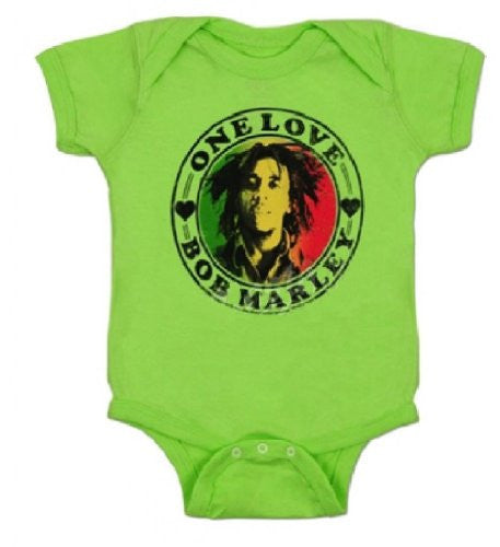 Bob Marley 'One Love' Lime Green Infant Romper