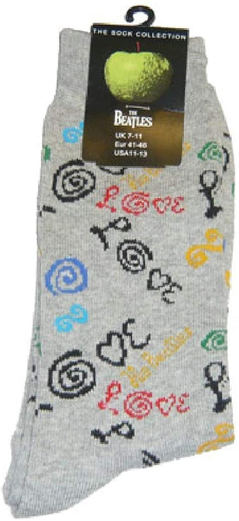 The Beatles Socks Love Womens Crew, Grey (Uk Size 4-7 US 9-11)