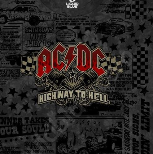 AC/DC Highway to Hell Piston Black Tie Dye T-shirt (Small)