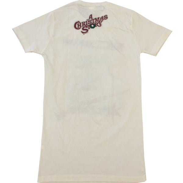 Christmas Story 'You'll Shoot Your Eye Out' Girls Glitter T-Shirt, Beige (Large)
