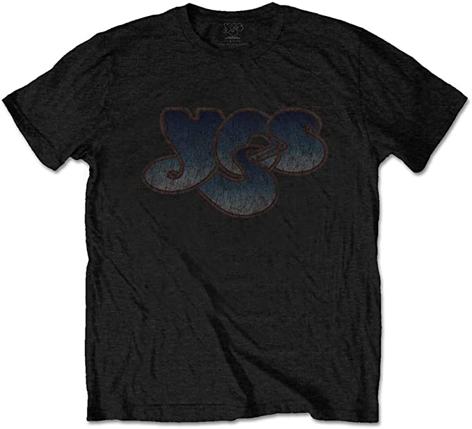 Yes Vintage Distressed Logo Men's T-shirt, Black