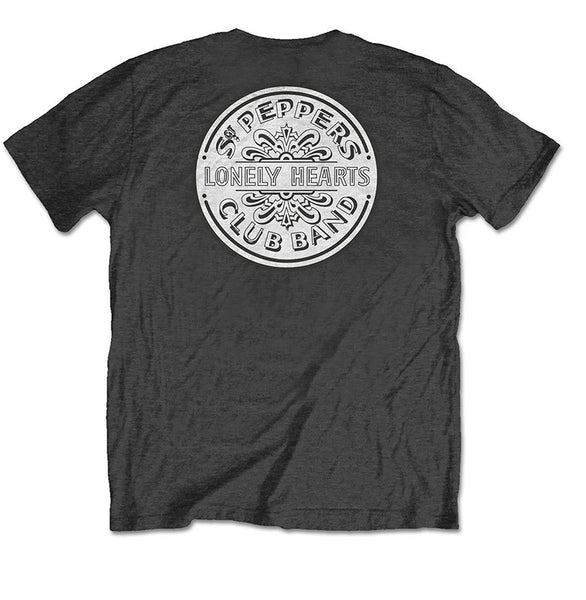 Beatles Sgt. Pepper Lonely Hearts / Drum 2-sided Charcoal T-shirt