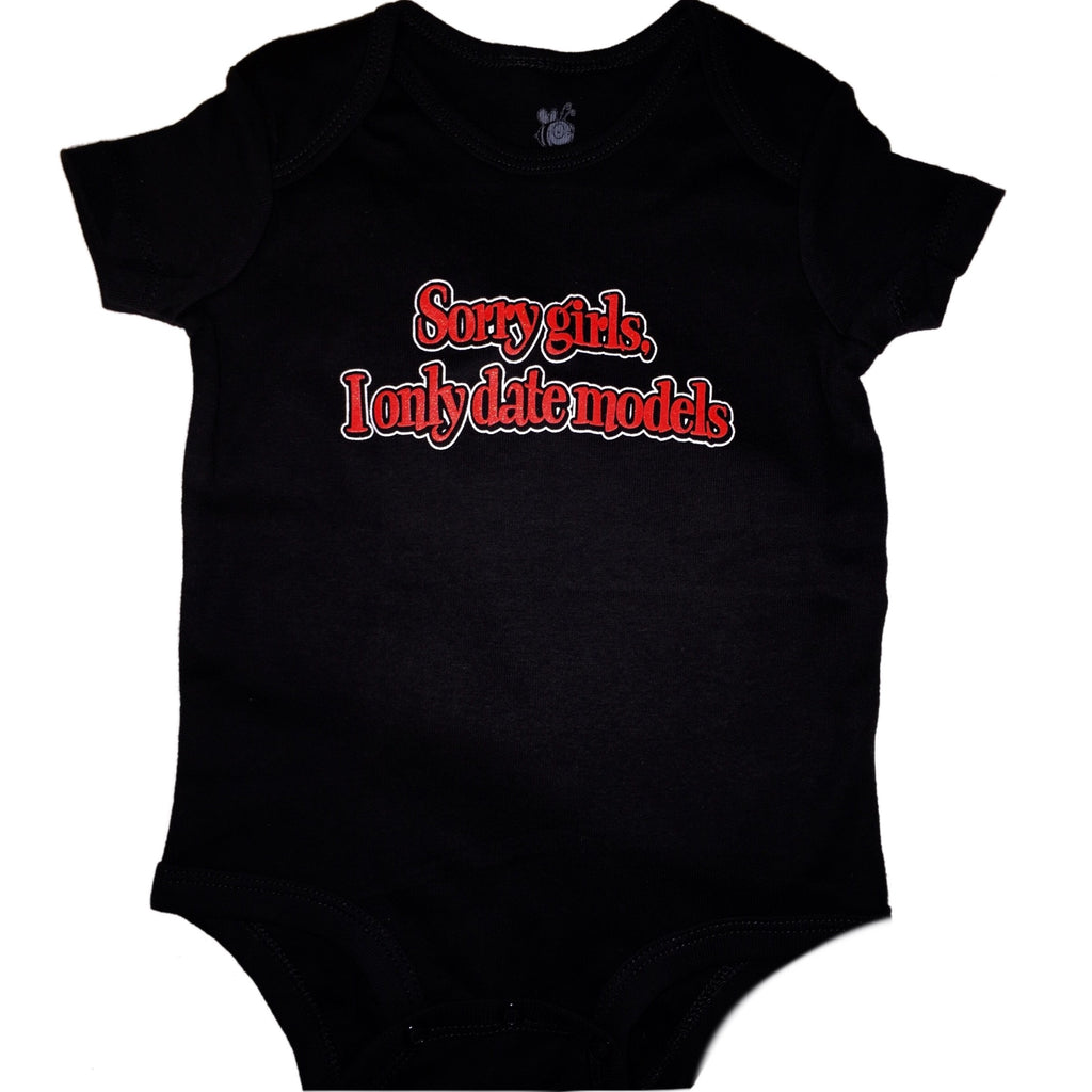 Bee Silly I Only Date Models Baby Boys Black Onesie (12-18 Months)