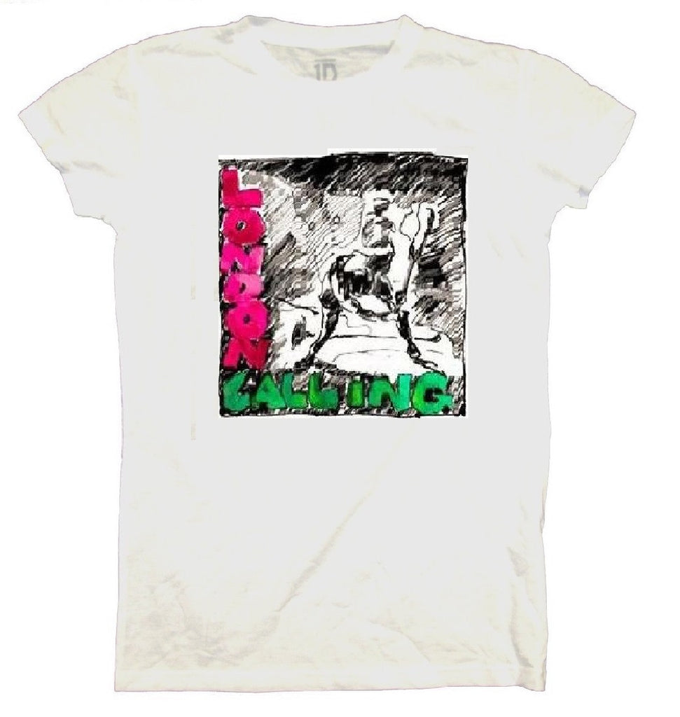 Clash London Calling Sketch Women's / Juniors White T-shirt (Large)