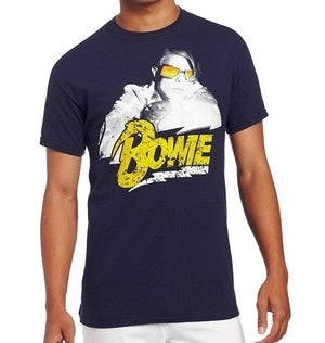 David Bowie Lightning Photo Men's Navy Blue T-Shirt