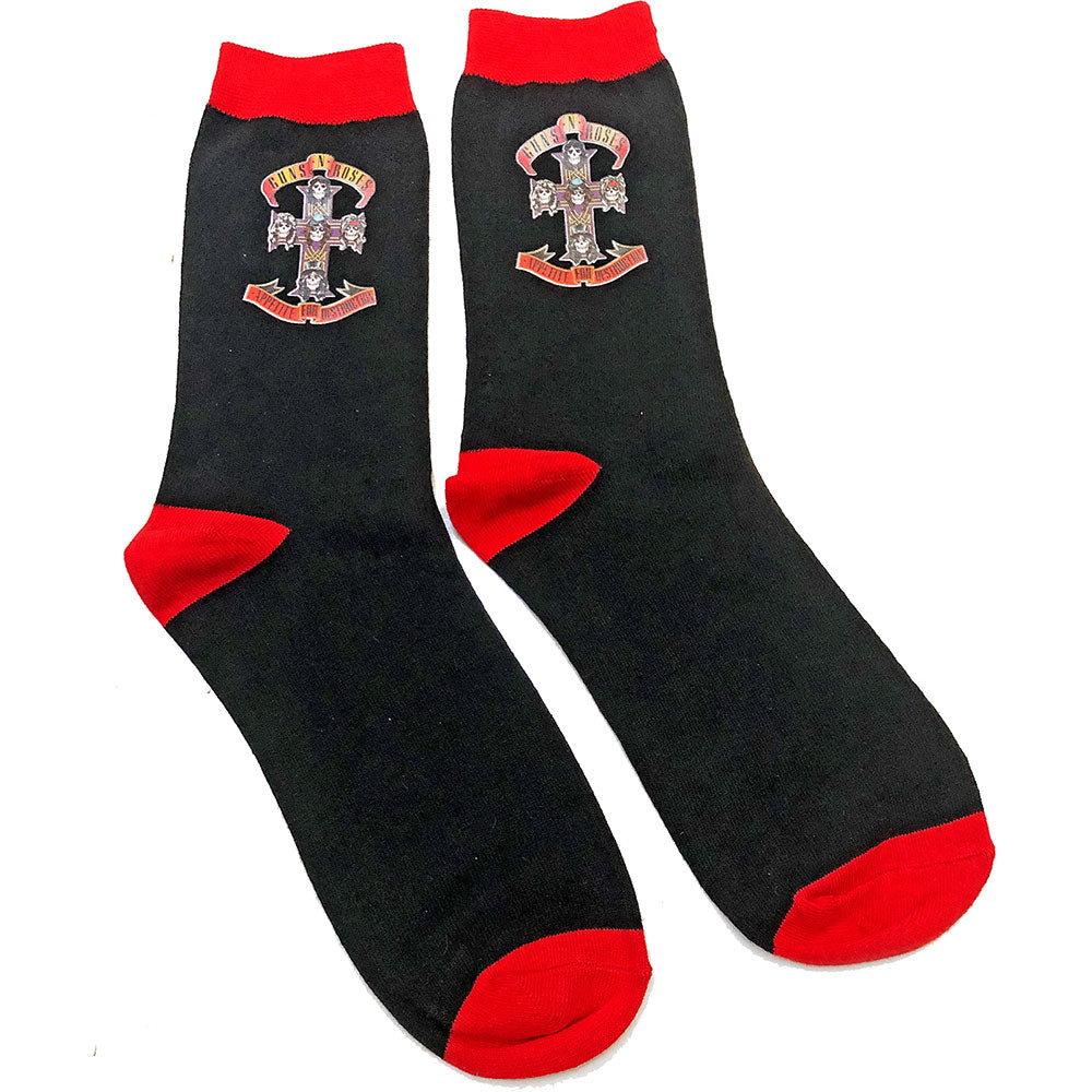 Guns N' Roses Unisex Socks - Appetite Cross Logo Black / Red