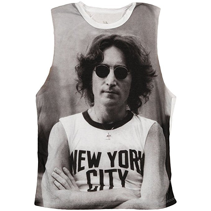 John Lennon Portrait Womens Sublimation Tank Top, White (Large)