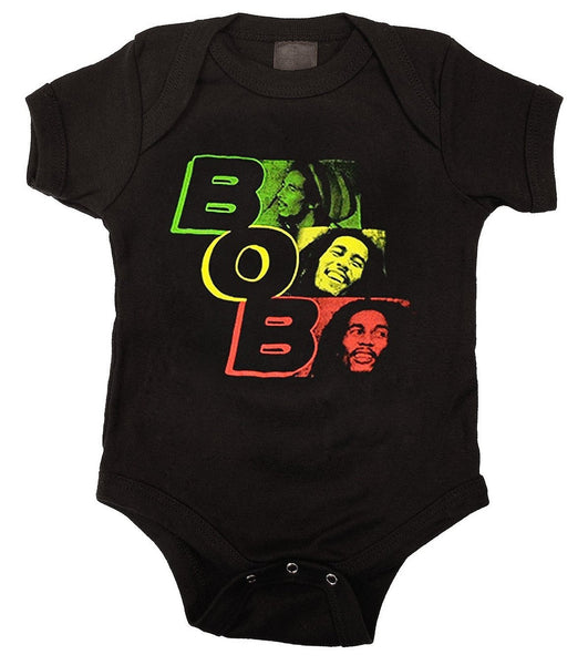 Bob Marley'Rasta Trio' Baby Romper, Black (12 Months)