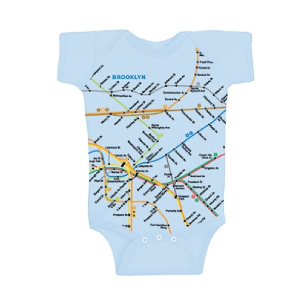 NYC Subway Brooklyn Map Baby Boy's Romper, Blue