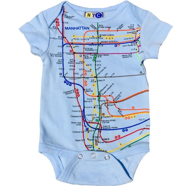 NYC Subway Brooklyn Map Baby Boy's Romper, Blue