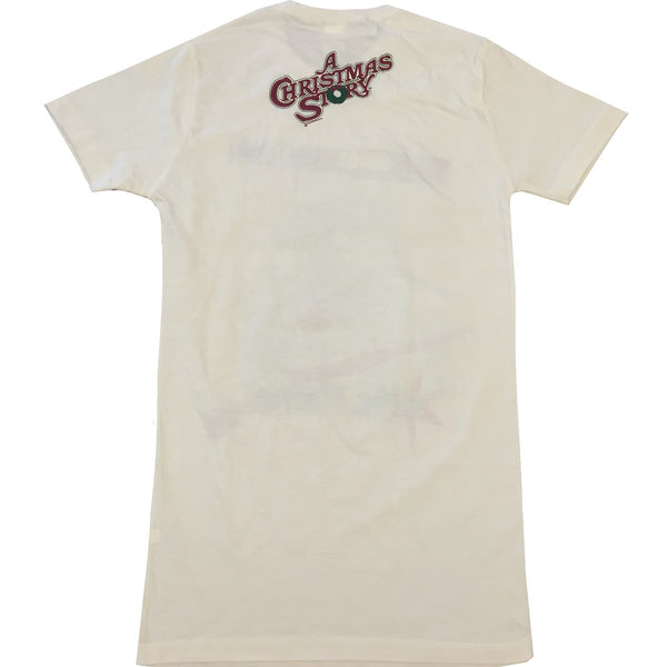 Christmas Story 'You'll Shoot Your Eye Out' Girls Glitter T-Shirt, Beige (Medium)
