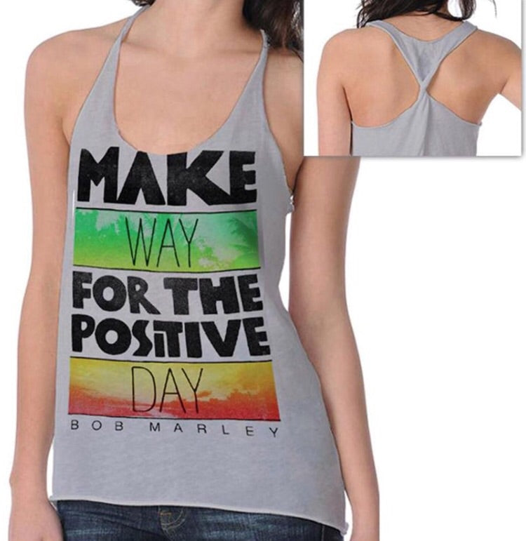 Bob Marley Make Way Twist Tank Juniors Sleeveless Tee, Grey (X-Large)