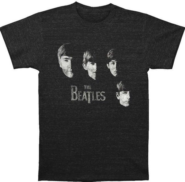 Beatles Men's Faces Charcoal Slim Fit T-shirt, Heather Grey