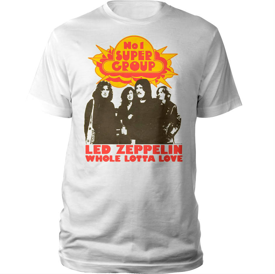 Led Zeppelin 'No. 1 Supergroup' White Big Mens T-Shirt (2X)