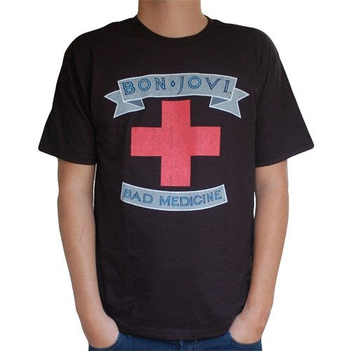 Bon Jovi Bad Medicine Distressed Black T-Shirt