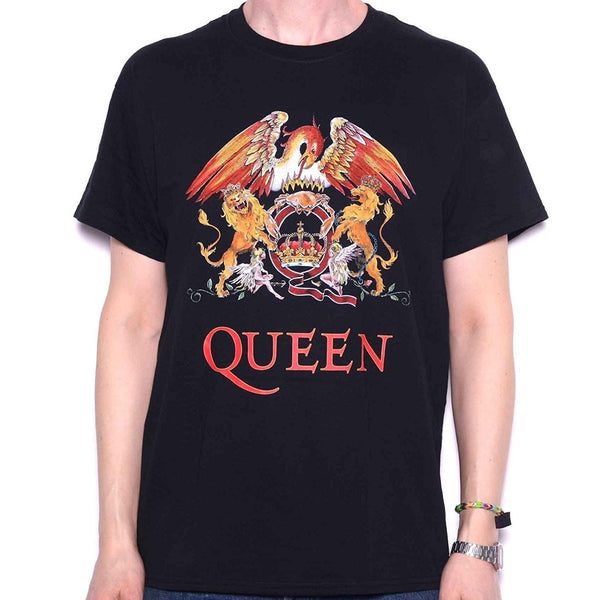 Queen Classic Crest Men's T-shirt, Black (Medium)