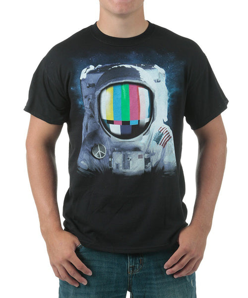 Space Station Astronaut Spacesuit Men's T-Shirt, Black (2X-Large)