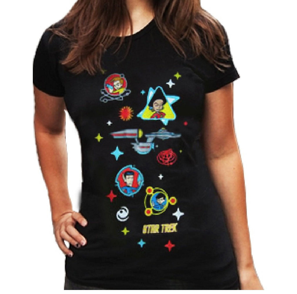 Star Trek Cartoon Women's T-shirt, Black (Large)