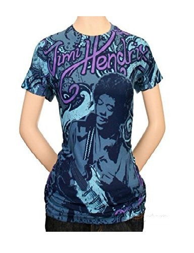 Jimi Hendrix - Womens Laid Back All Over Juniors T-shirt X-large Purple