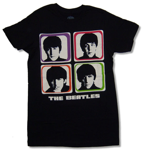 Beatles Color Blocks Men's Slimfit T-Shirt, Black (Medium)