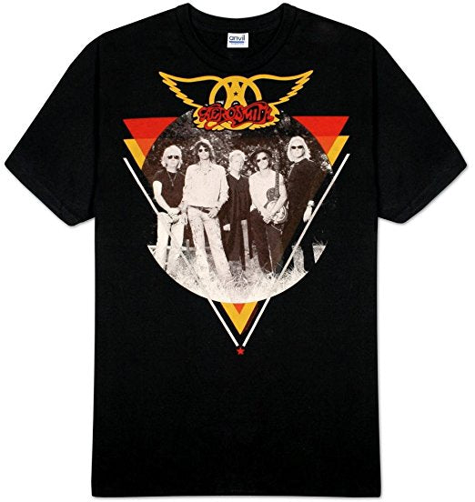 Aerosmith Triangle Circle Photo Men's T-Shirt (X-Large)