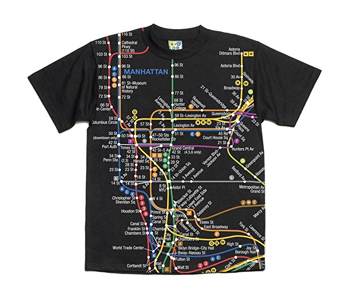 NYC Subway Line Boy's T-Shirt XL Black