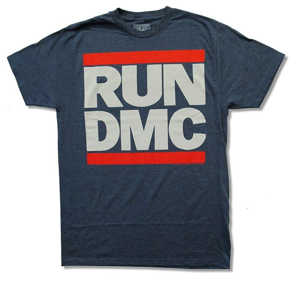 Run DMC Classic Logo Heather Blue T-Shirt (Small)