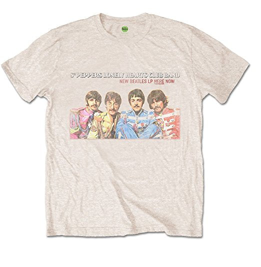 Beatles Sgt Pepper LP Here Now Men's T-Shirt, Tan