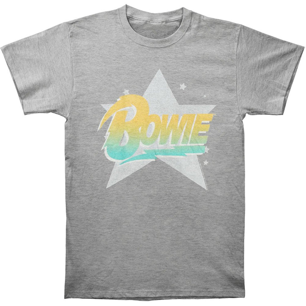 David Bowie Men's Star Logo Slim Fit T-shirt Grey