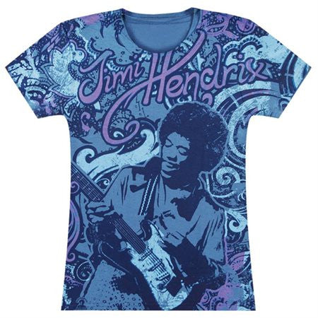 Jimi Hendrix - Laid Back All-Over Juniors T-Shirt Medium Purple