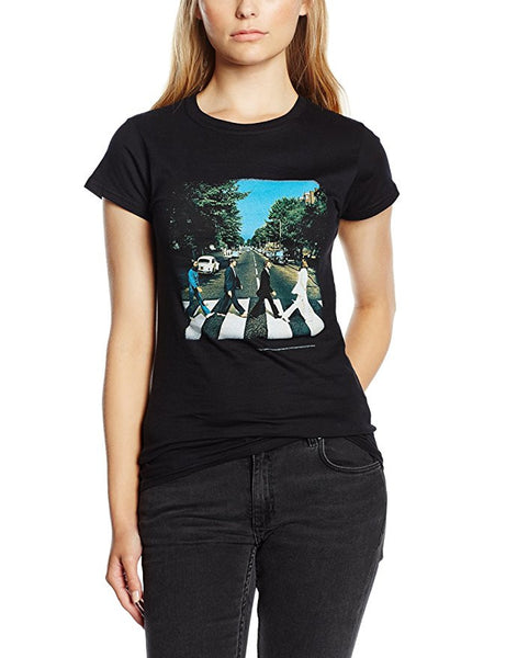 Beatles Abbey Road Juniors 2-Sided Skinny Fit T-shirt, Black