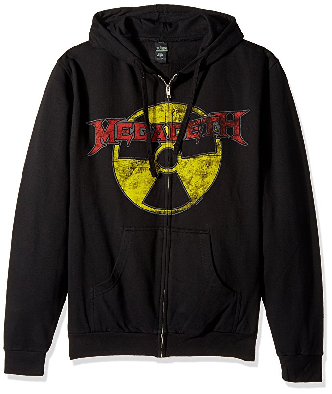 Megadeth Radioactive Logo Men's Zip Hoodie, Black (Medium)