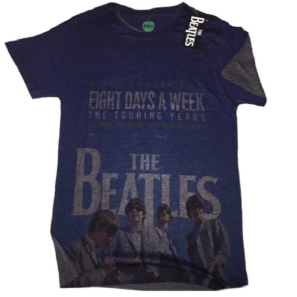 Beatles 8 Days A Week Movie Poster Mens Navy Blue / Grey Sublimation T-shirt