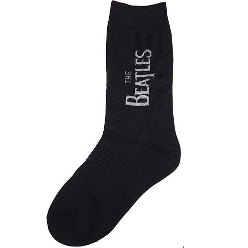 Beatles Drop T Vertical Logo Women's Crew Socks, Black (Size US 9-11 / UK 4-7)