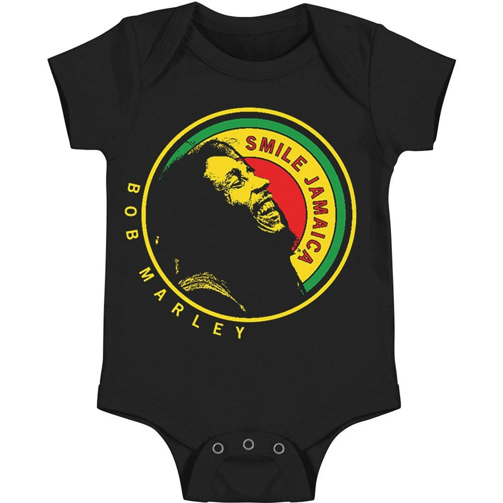 Bob Marley Laughing Smile Jamaica Baby Snapsuit - Black (Medium/12M)