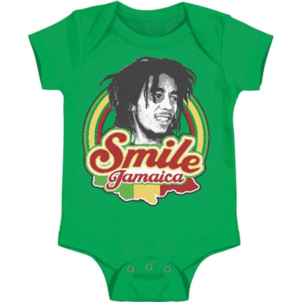 Bob Marley Smile Jamaica Baby Snap-closure Bodysuit - Green (Large)