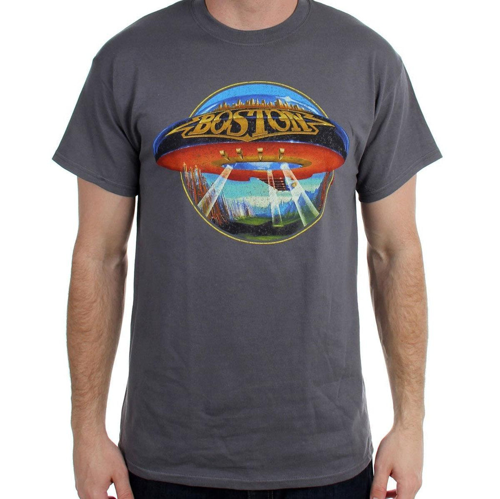 Boston Spaceship Distressed Logo Men's T-shirt, Charcoal Grey