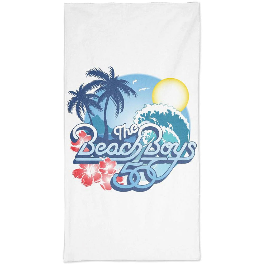 Beach Boys 50 Palm Tree Beach and Bath Towel, White