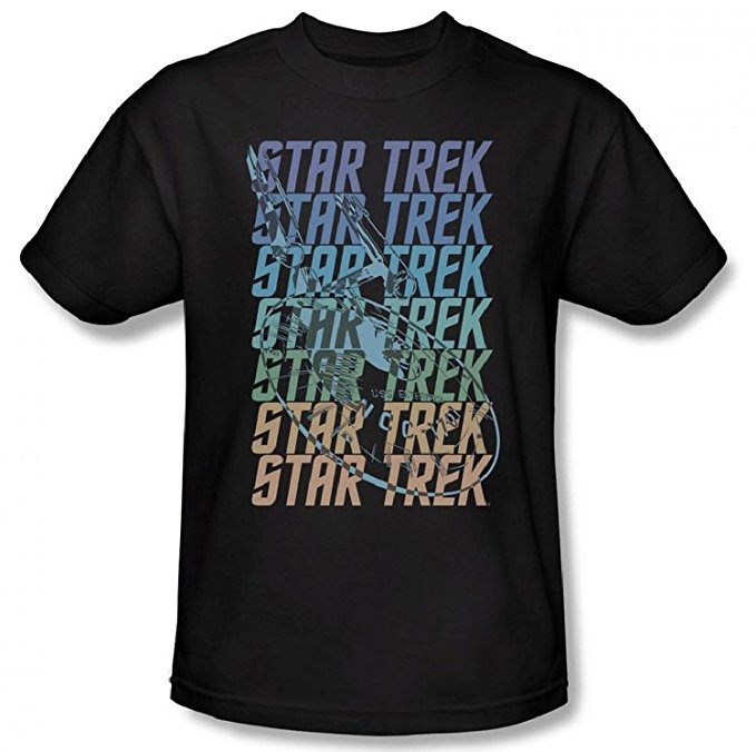 Star Trek Enterprise Multi Logo Men's Black T-Shirt (X-Large)