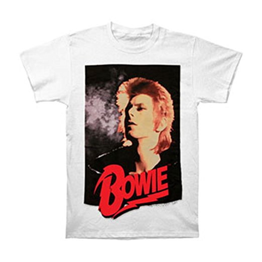 David Bowie Retro Photo Men's T-shirt, White (X-Large)