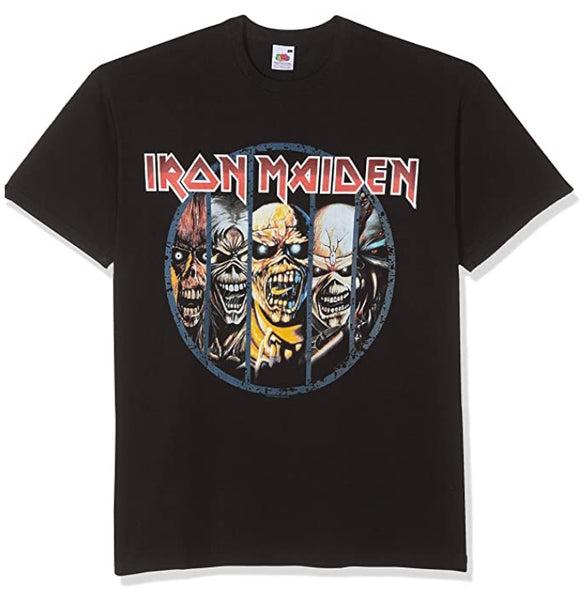 Maglietta Ufficiale Iron Maiden 'Eddie Evolution' – Rock Off – Uomo – Cotone Nero – Taglia Unica