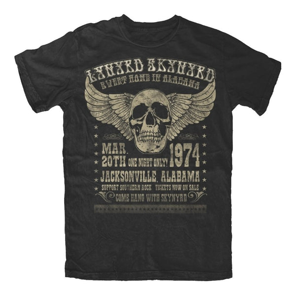 Lynyrd Skynyrd Alabama 74 Men's T-Shirt, Black (Large)