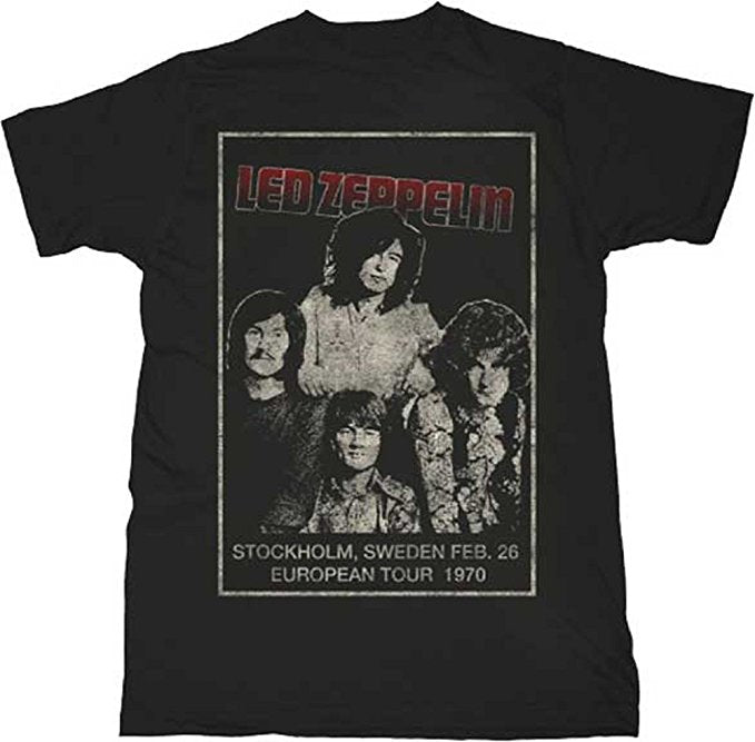 Led Zeppelin Stockholm Lightweight Mens Black T-shirt (Small)