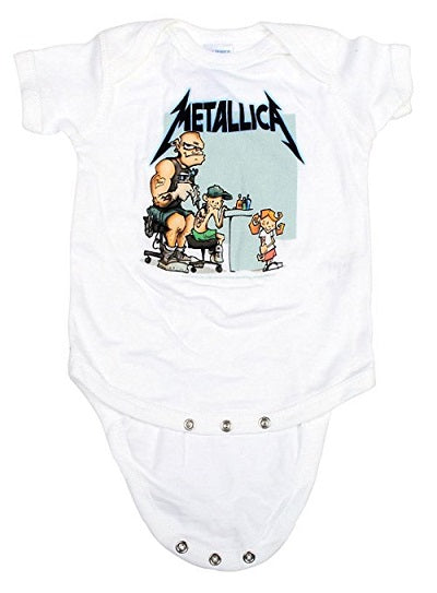 Metallica Tattoo Baby Boys Romper, White  (24 Months)