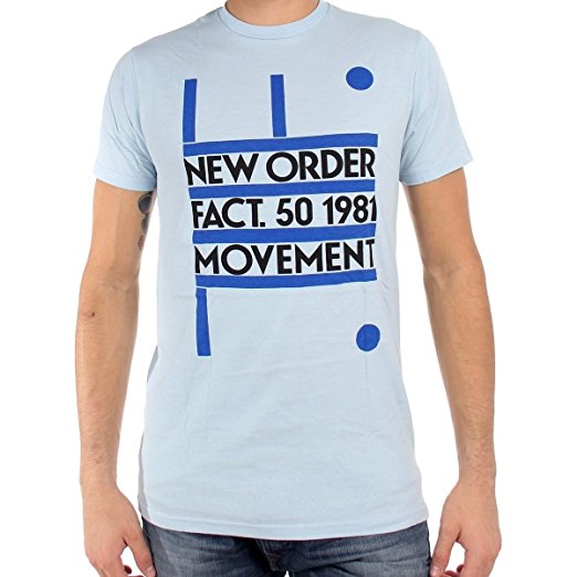 New Order Fact 50 1981 Movement Men's Slimfit T-shirt, Blue (2X-Large)