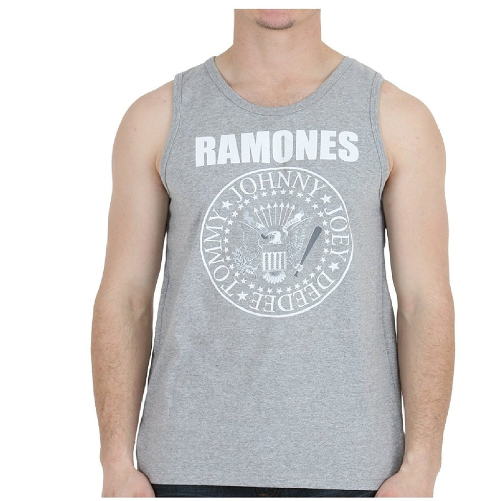 Ramones White Seal Logo Mens Grey Tank Top (Small)