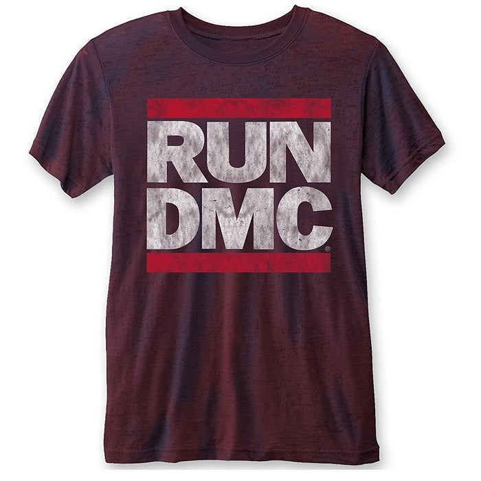 RUN DMC Logo Vintage Burnout Navy/Red T-Shirt