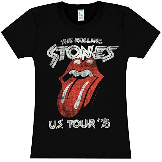 Rolling Stones Us Tour Womens Juniors T-Shirt , Large Black