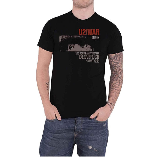 U2 Men's War Red Rocks Short Sleeve T-Shirt, Black,